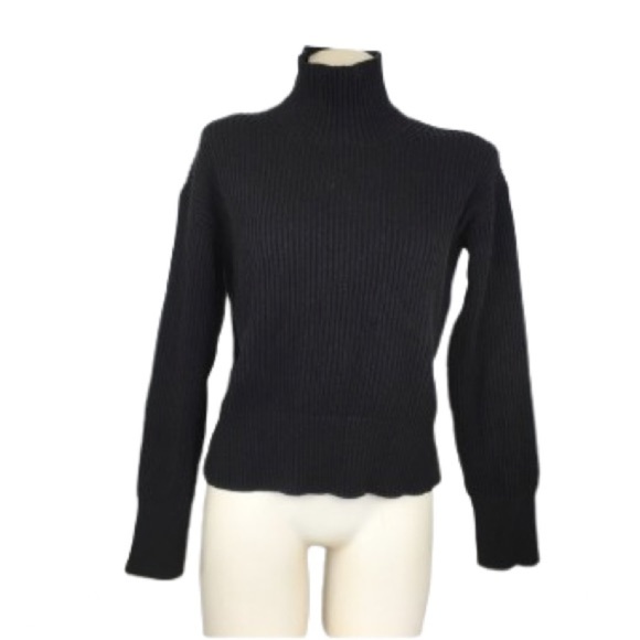 Everlane Women’s Chunky Ridded Turtleneck Sweater Black Size XS Organic Cotton - Picture 1 of 15